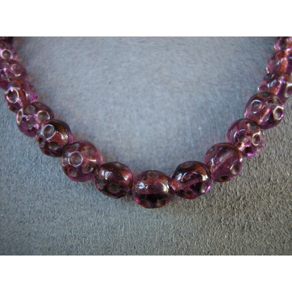 Vintage Amethyst Glass Bead Necklace 24" - Picture 2 of 3